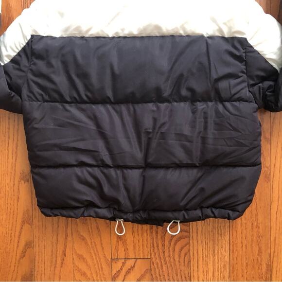 Love Tree Two Tone Cropped Zip Up White Black Hooded Puffer Women’s Size S NWT - Picture 5 of 10